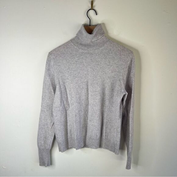 Gray Cashmere Turtleneck Sweater with Relaxed Fit size Large - Picture 1 of 8
